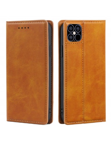 Etui iPhone 12 Pro Max Simili cuir avec fermeture magnetique -  Rangement carte - Marron