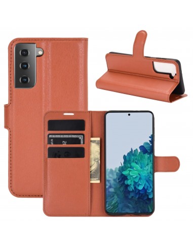 Etui portefeuille Galaxy S21 Plus Simili- cuir avec rangement carte - Marron