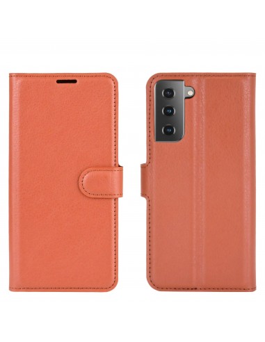 Etui portefeuille Galaxy S21 Plus Simili- cuir avec rangement carte - Marron