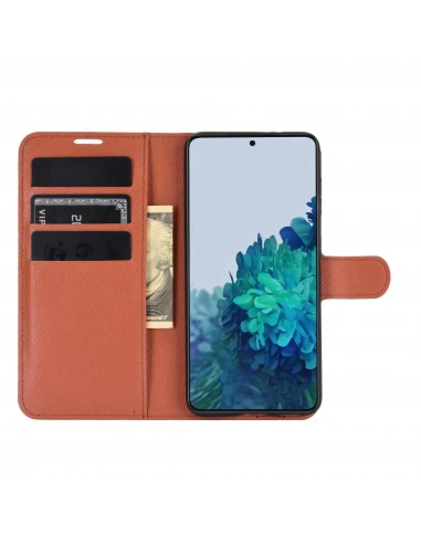 Etui portefeuille Galaxy S21 Plus Simili- cuir avec rangement carte - Marron