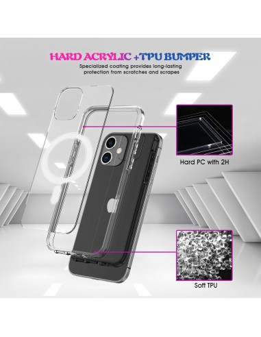 Coque antichoc iPhone 12 Pro et 12 Charge sans fil Transparent Transparent