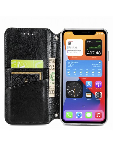 Etui iPhone 12 et 12 Pro Mandala Flower Noir