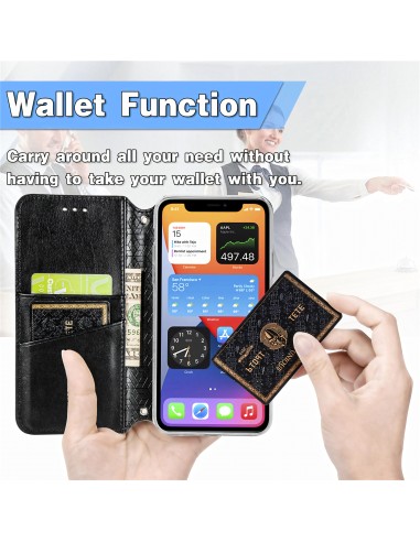 Etui iPhone 12 et 12 Pro Mandala Flower Noir