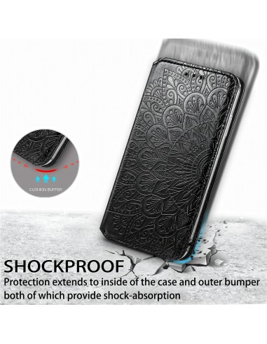 Etui iPhone 12 et 12 Pro Mandala Flower Noir