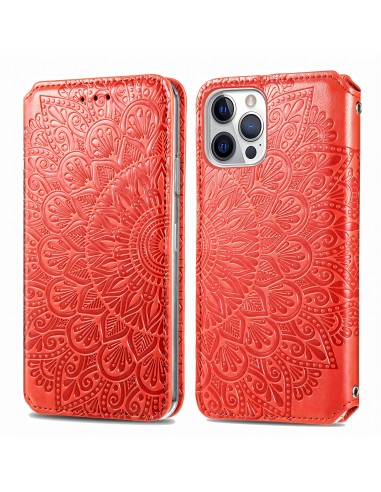 Etui iPhone 12 et 12 Pro Mandala Flower Rouge