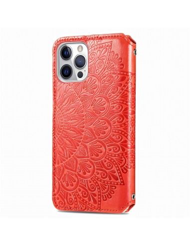 Etui iPhone 12 et 12 Pro Mandala Flower Rouge