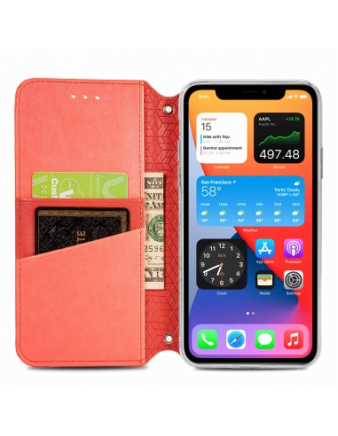 Etui iPhone 12 et 12 Pro Mandala Flower Rouge