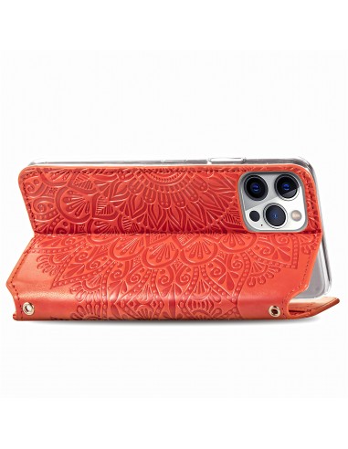 Etui iPhone 12 et 12 Pro Mandala Flower Rouge