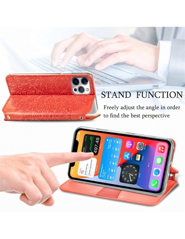 Etui iPhone 12 et 12 Pro Mandala Flower Rouge