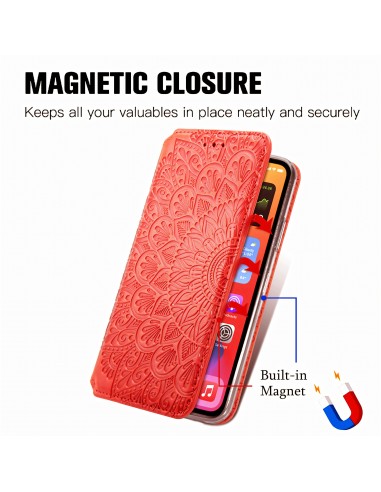 Etui iPhone 12 et 12 Pro Mandala Flower Rouge