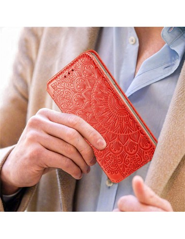 Etui iPhone 12 et 12 Pro Mandala Flower Rouge