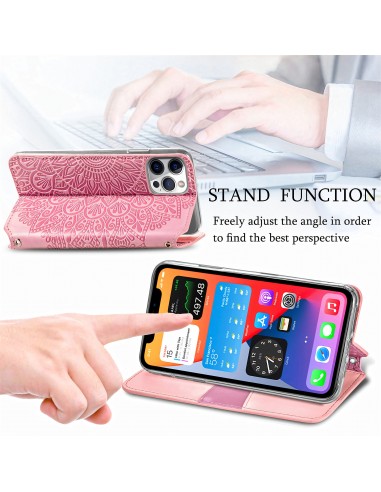 Etui iPhone 12 et 12 Pro Mandala Flower Rose