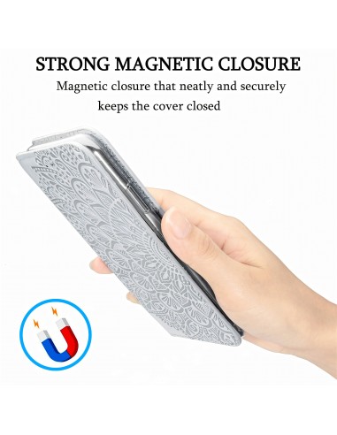 Etui iPhone 12 et 12 Pro Mandala Flower Gris