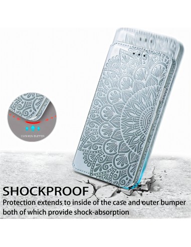 Etui iPhone 12 et 12 Pro Mandala Flower Gris