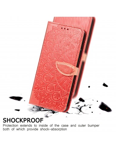 Etui iPhone 12 et 12 Pro avec rabat Mandala Rouge