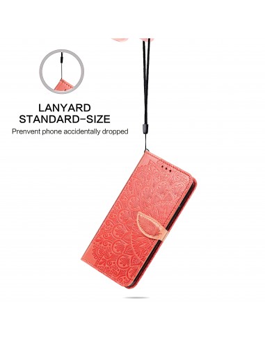 Etui iPhone 12 et 12 Pro avec rabat Mandala Rouge