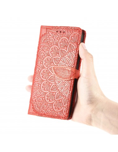 Etui iPhone 12 et 12 Pro avec rabat Mandala Rouge