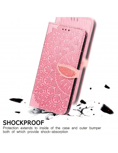 Etui iPhone 12 et 12 Pro avec rabat Mandala Rose