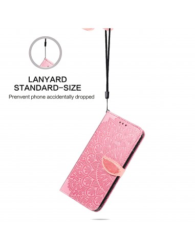Etui iPhone 12 et 12 Pro avec rabat Mandala Rose