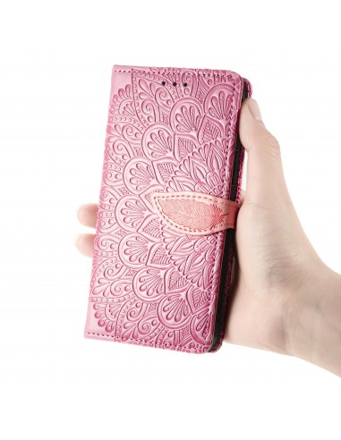 Etui iPhone 12 et 12 Pro avec rabat Mandala Rose