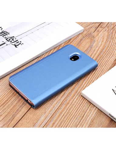 Etui Galaxy J7 2017 Mirroir Bleu