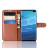 Etui portefeuille pour Galaxy S10 Plus avec rangement Marron