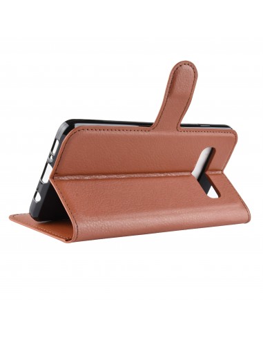 Etui portefeuille pour Galaxy S10 Plus avec rangement Marron