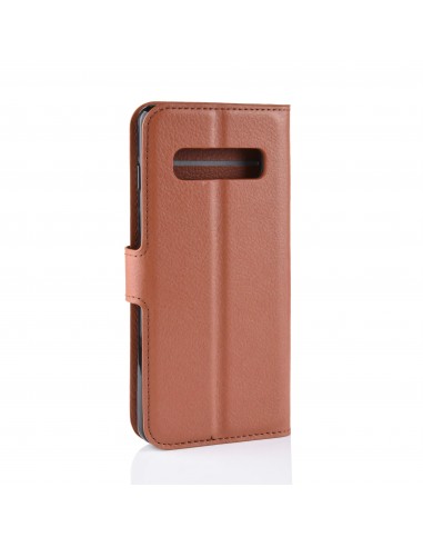 Etui portefeuille pour Galaxy S10 Plus avec rangement Marron
