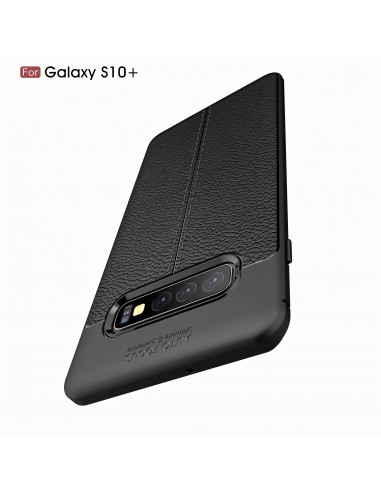 Coque silicone Galaxy S10 Plus Litchi skin Noir