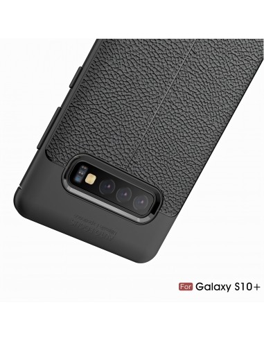Coque silicone Galaxy S10 Plus Litchi skin Noir