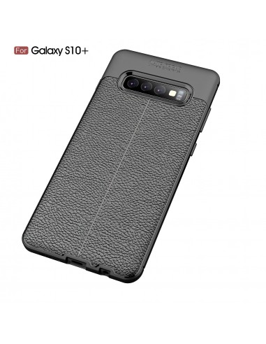 Coque silicone Galaxy S10 Plus Litchi skin Noir