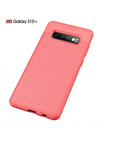 Coque silicone Galaxy S10 Plus Litchi skin Rouge