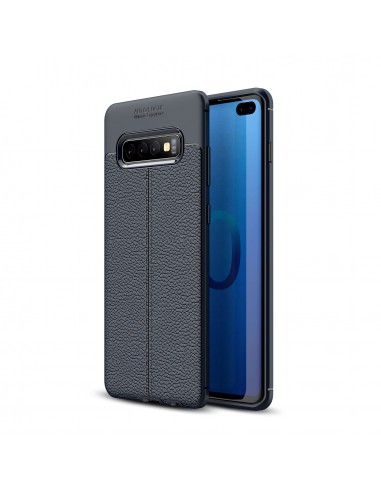 Coque silicone Galaxy S10 Plus Litchi skin Bleu foncé