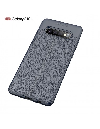 Coque silicone Galaxy S10 Plus Litchi skin Bleu foncé