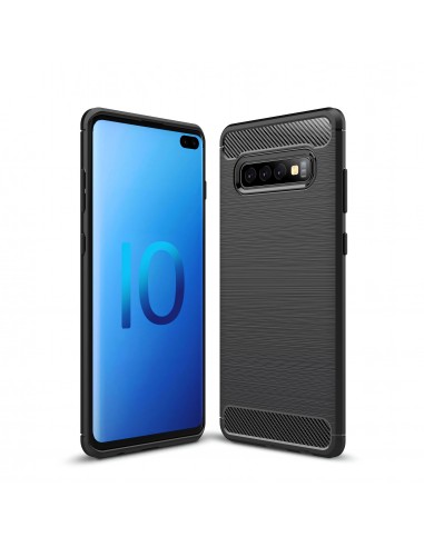 Coque silicone Galaxy S10 Plus Style fibre de carbone Noir
