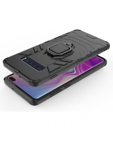 Coque antichoc hybride Galaxy S10 Plus avec anneau Noir