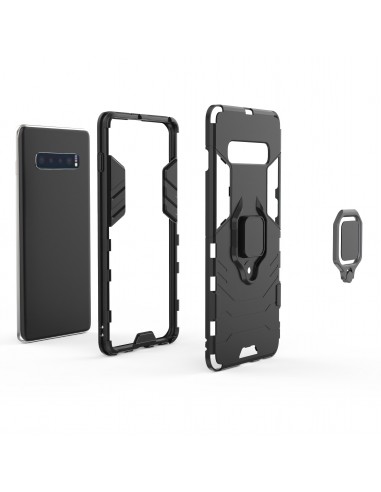 Coque antichoc hybride Galaxy S10 Plus avec anneau Noir