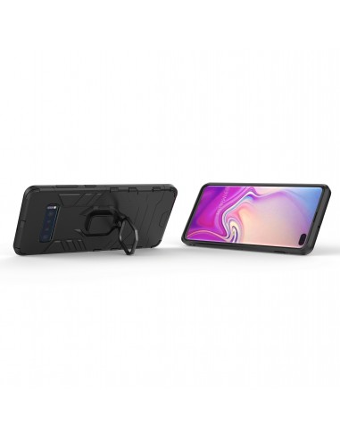 Coque antichoc hybride Galaxy S10 Plus avec anneau Noir