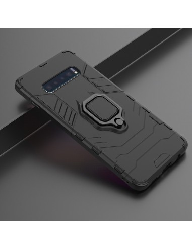 Coque antichoc hybride Galaxy S10 Plus avec anneau Noir