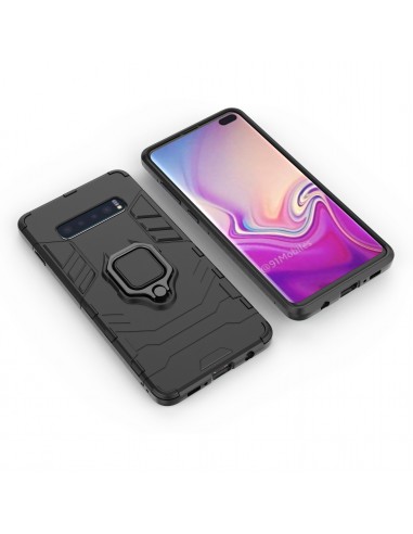 Coque antichoc hybride Galaxy S10 Plus avec anneau Noir