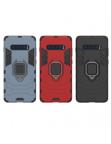 Coque antichoc hybride Galaxy S10 Plus avec anneau Noir