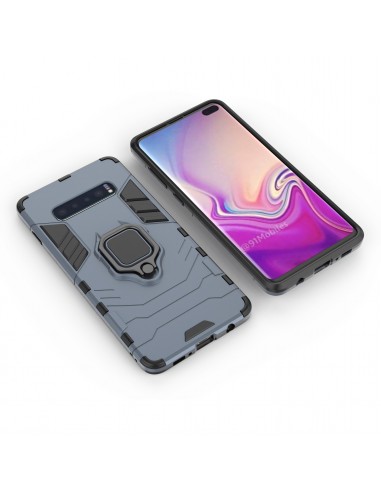 Coque antichoc hybride Galaxy S10 Plus avec anneau Bleu foncé