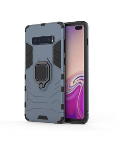 Coque antichoc hybride Galaxy S10 Plus avec anneau Bleu foncé