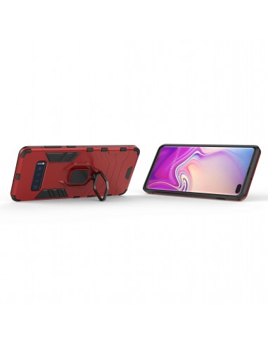 Coque antichoc hybride Galaxy S10 Plus avec anneau Rouge