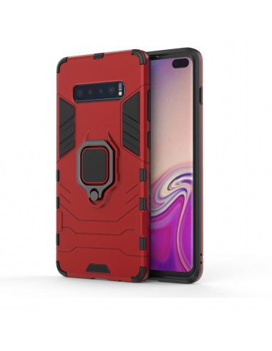 Coque antichoc hybride Galaxy S10 Plus avec anneau Rouge