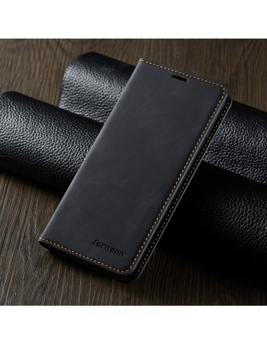 Etui portefeuille Galaxy S10 Plus Silky Touch - Protection intégrale FORWENW Noir