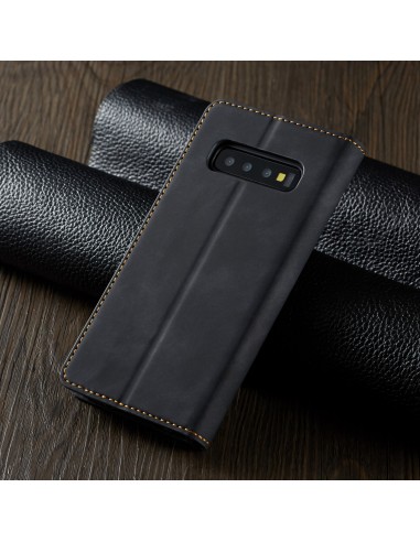 Etui portefeuille Galaxy S10 Plus Silky Touch - Protection intégrale FORWENW Noir