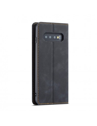 Etui portefeuille Galaxy S10 Plus Silky Touch - Protection intégrale FORWENW Noir
