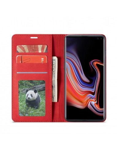 Etui portefeuille Galaxy S10 Plus Silky Touch - Protection intégrale FORWENW Rouge