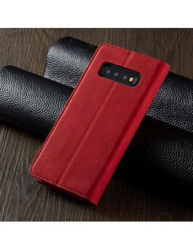 Etui portefeuille Galaxy S10 Plus Silky Touch - Protection intégrale FORWENW Rouge